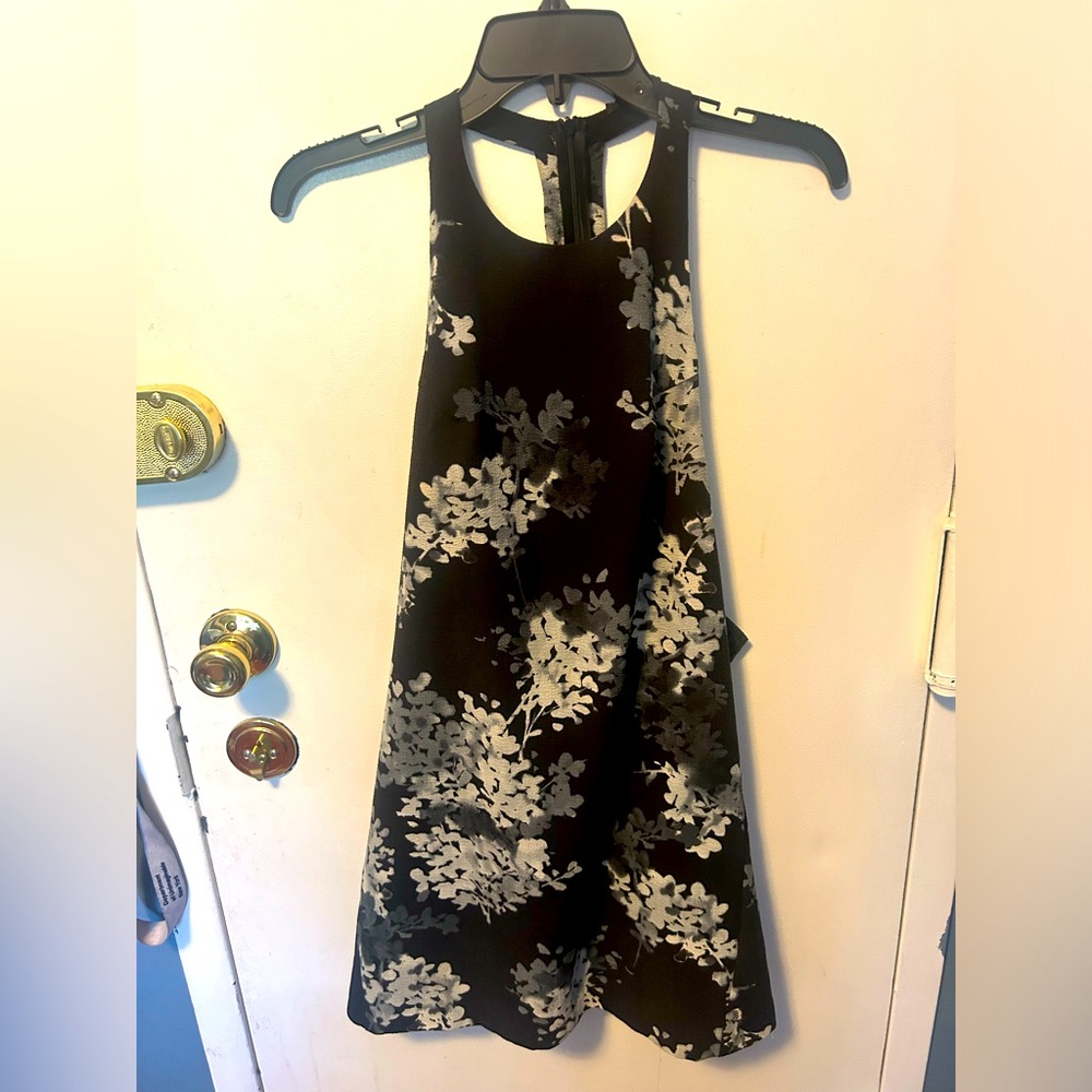 Black Floral Backless Dress